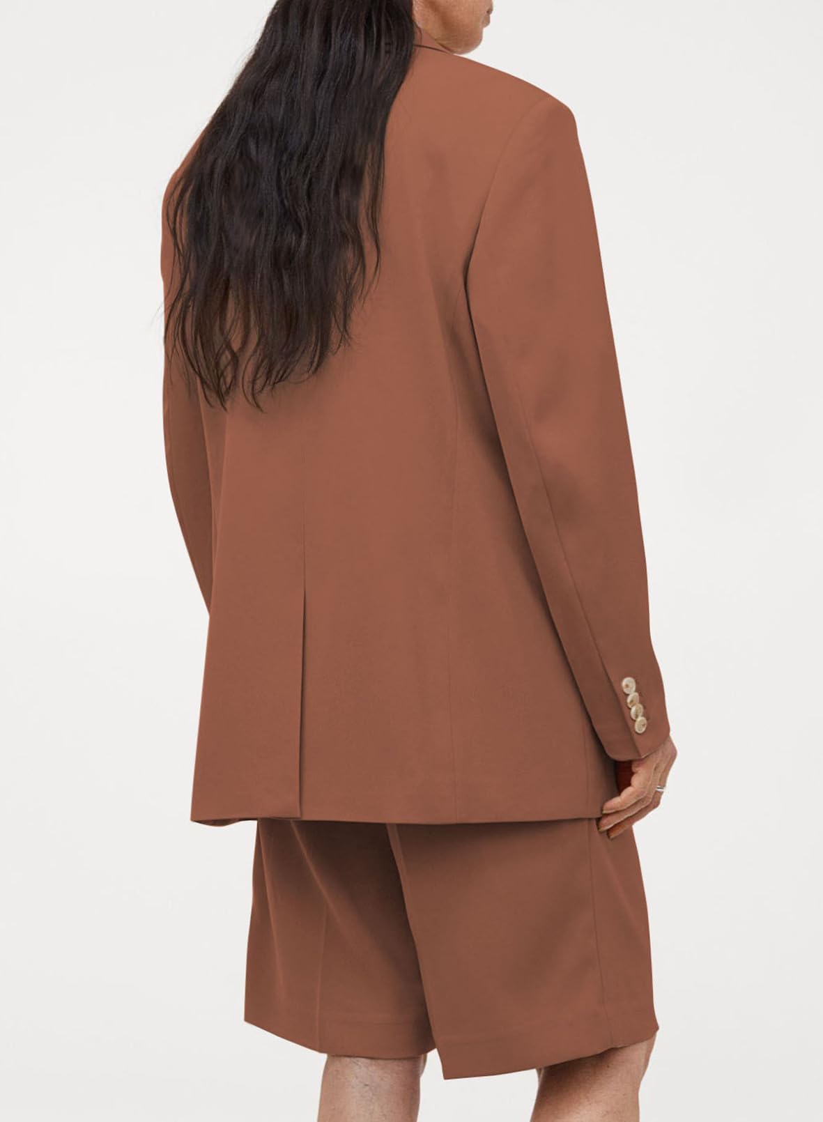 YIOIOIO Women's Fashion Blazer Lapel Collar Buttons Jackets Coat Brown