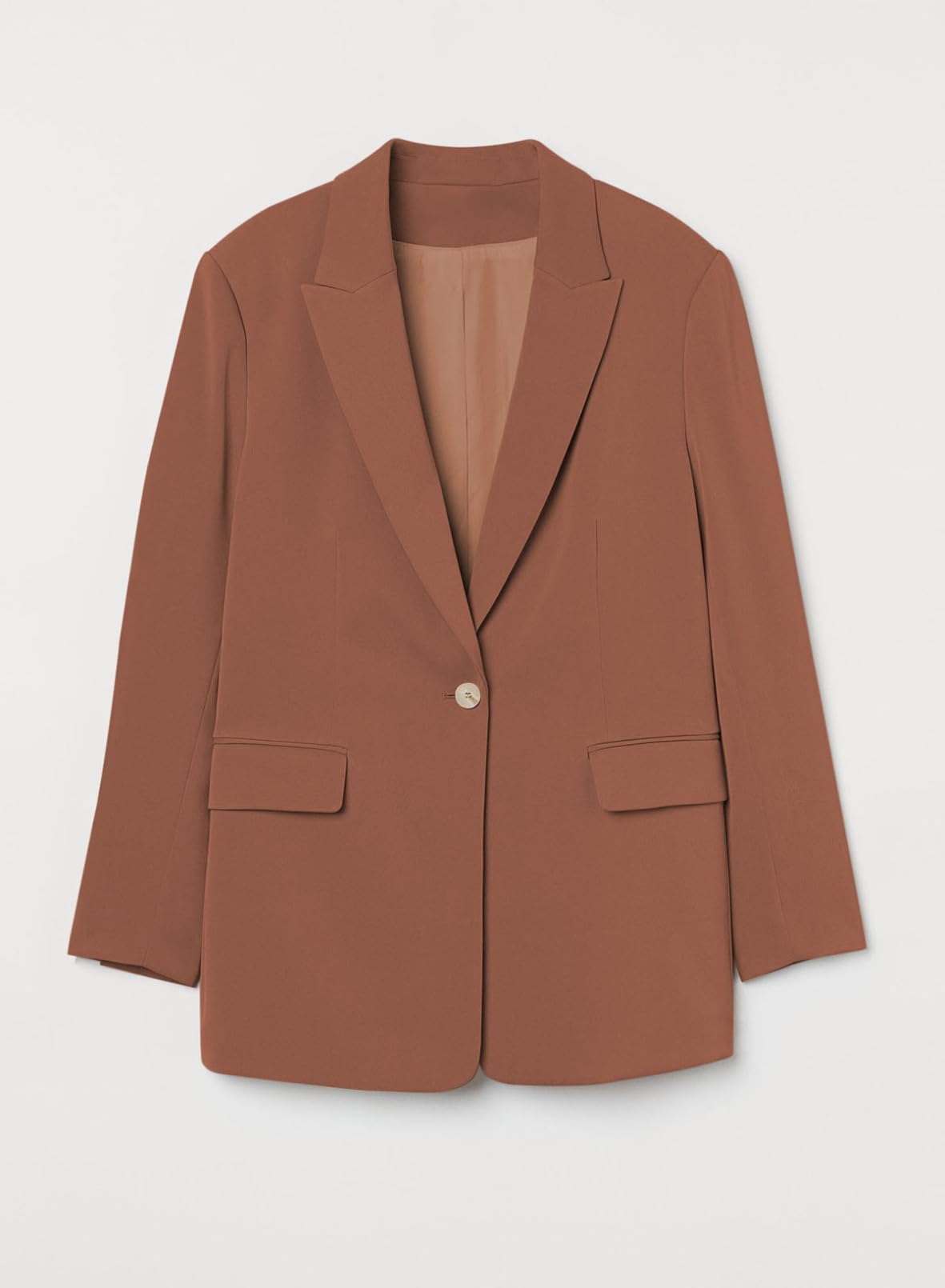YIOIOIO Women's Fashion Blazer Lapel Collar Buttons Jackets Coat Brown