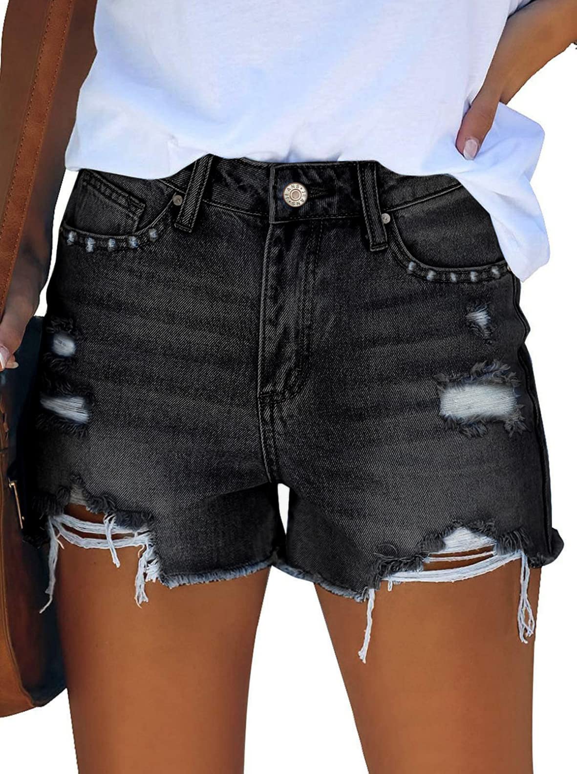 YIOIOIO Women's High Waisted Denim Shorts Summer Hot Short Jeans Grey