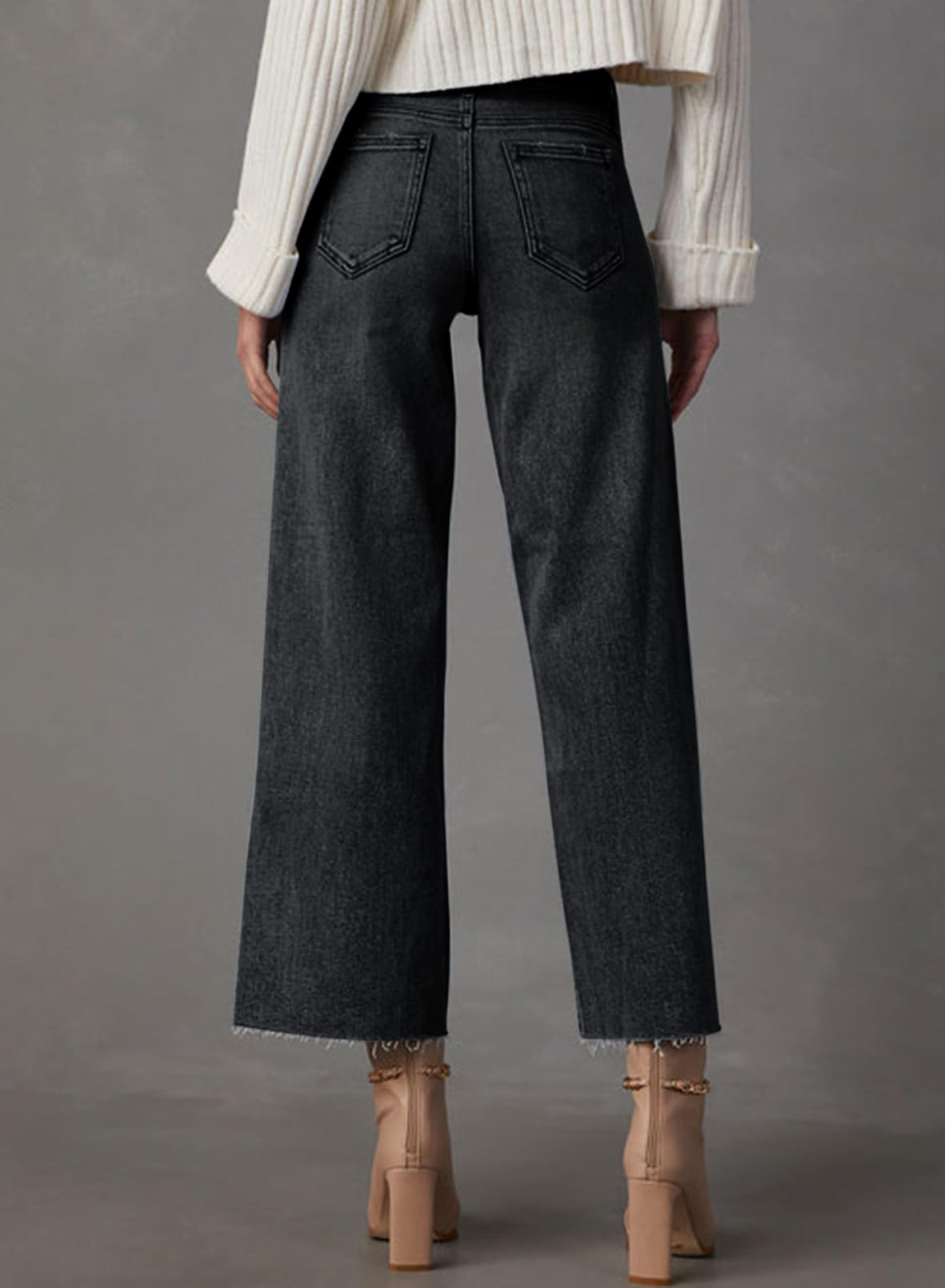 YIOIOIO Women's High Waist Baggy Jeans Denim Trouser Ankle Pants