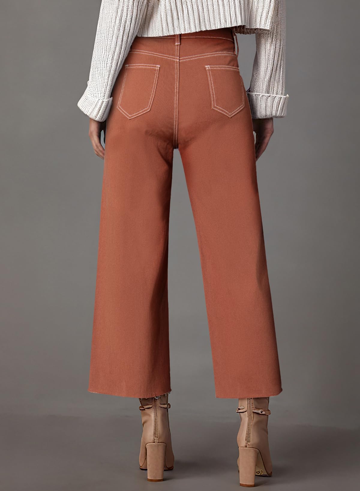 YIOIOIO Women's High Waist Baggy Jeans Denim Trouser Ankle Pants