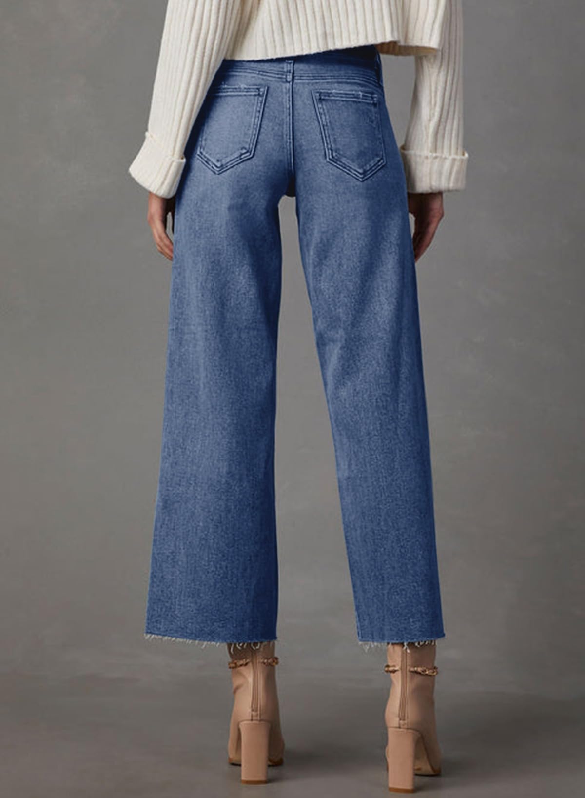 YIOIOIO Women's High Waist Baggy Jeans Denim Trouser Ankle Pants
