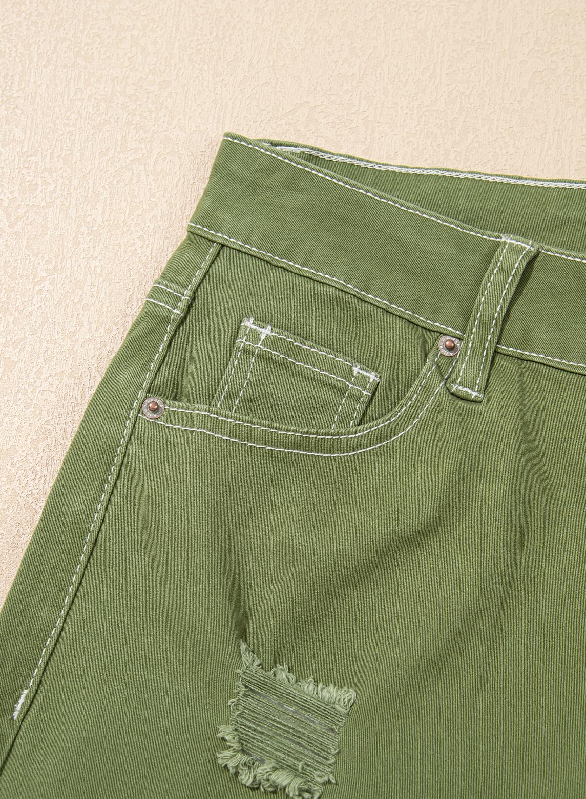 YIOIOIO Women's High Waist Baggy Jeans Denim Trouser Ankle Pants Green