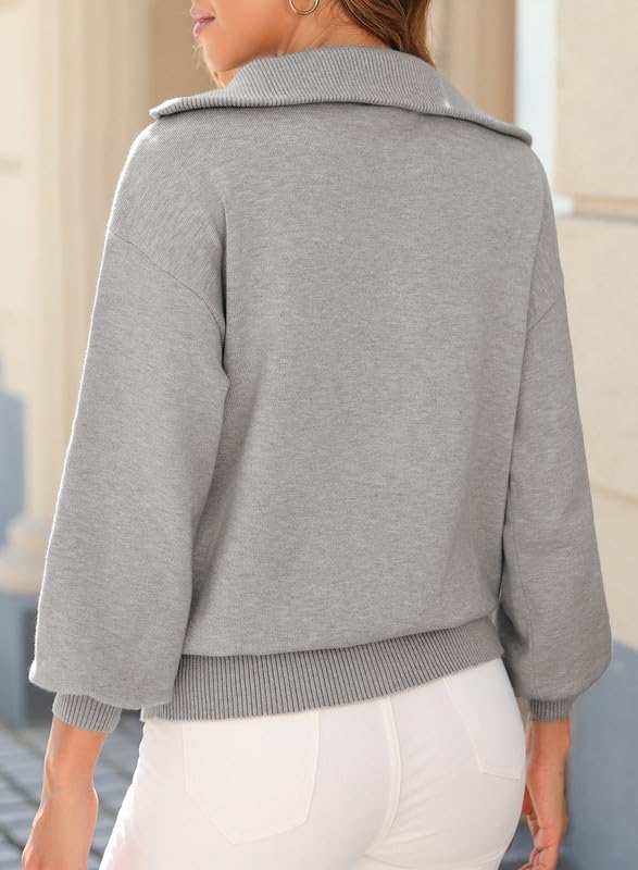 YIOIOIO Women's Oversized Sweatshirt Long Sleeve Pullover Fall Sweaters Grey
