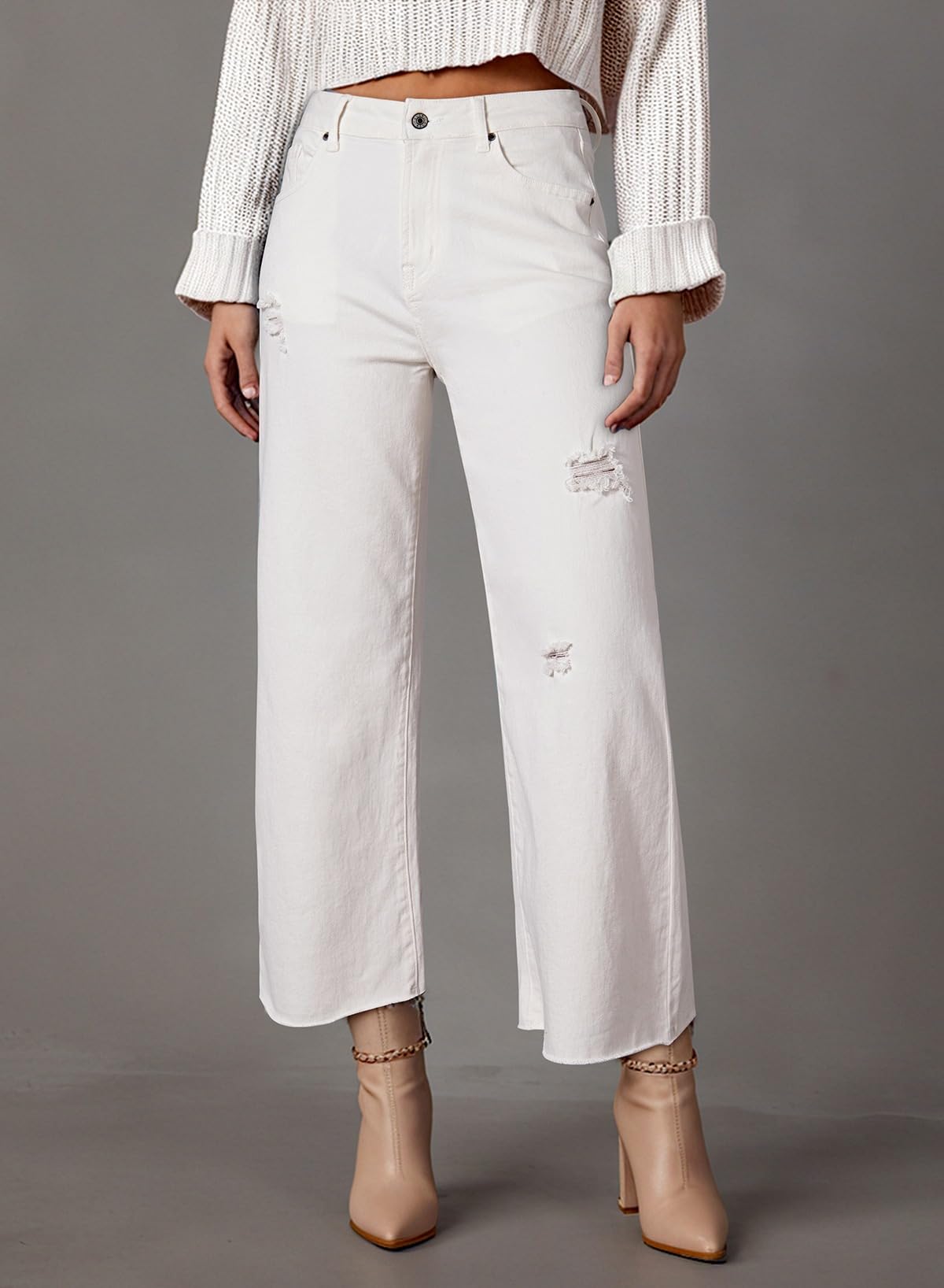 YIOIOIO Women's High Waist Baggy Jeans Denim Trouser Ankle Pants
