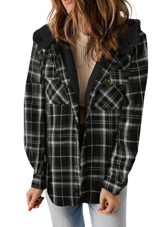 YIOIOIO Women's Fleece Jacket Long Sleeve Button Down Shacket Warm Coat