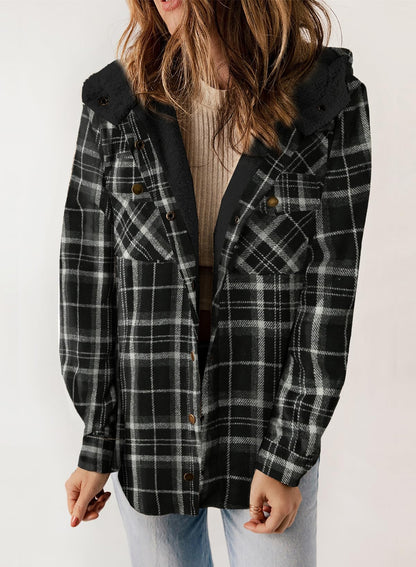 YIOIOIO Women's Fleece Jacket Long Sleeve Button Down Shacket Warm Coat