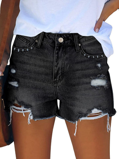 YIOIOIO Women's High Waisted Denim Shorts Summer Hot Short Jeans Grey