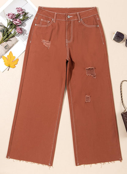 YIOIOIO Women's High Waist Baggy Jeans Denim Trouser Ankle Pants