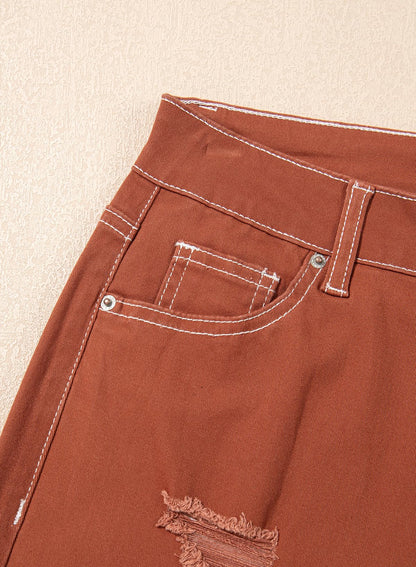 YIOIOIO Women's High Waist Baggy Jeans Denim Trouser Ankle Pants
