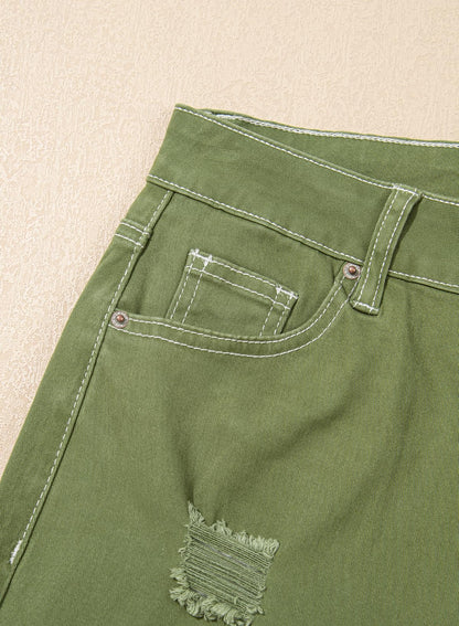YIOIOIO Women's High Waist Baggy Jeans Denim Trouser Ankle Pants Green