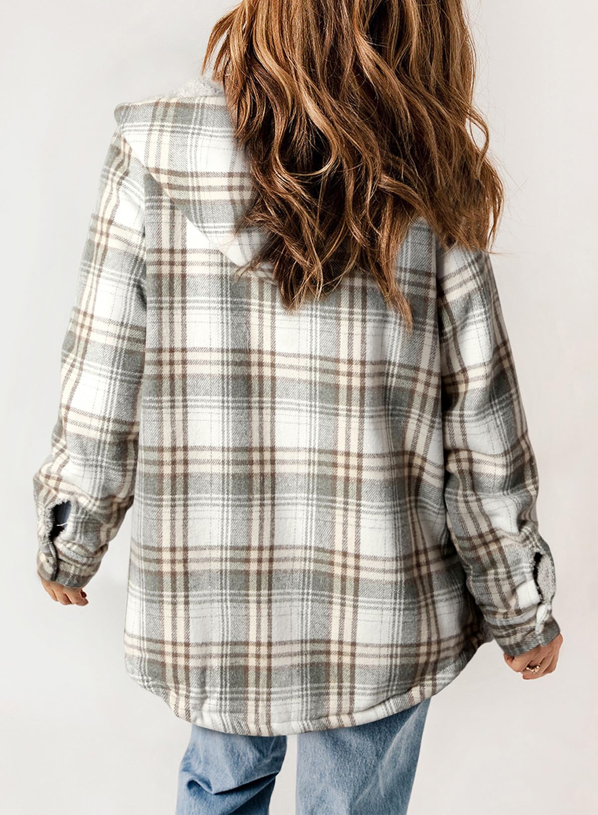 YIOIOIO Women's Fleece Jacket Long Sleeve Button Down Shacket Warm Coat