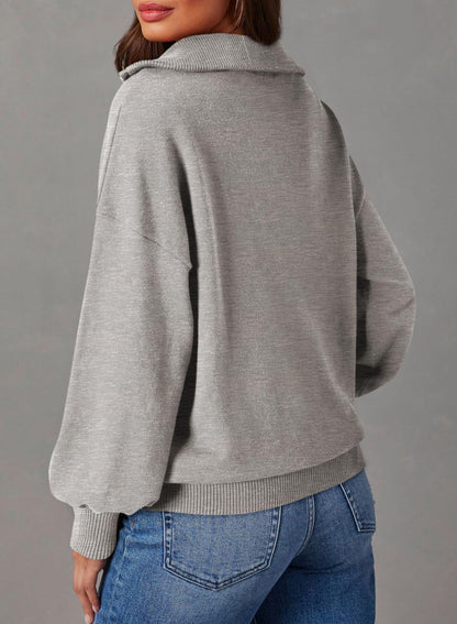 YIOIOIO Women's Oversized Sweatshirt Long Sleeve Pullover Fall Sweaters Grey