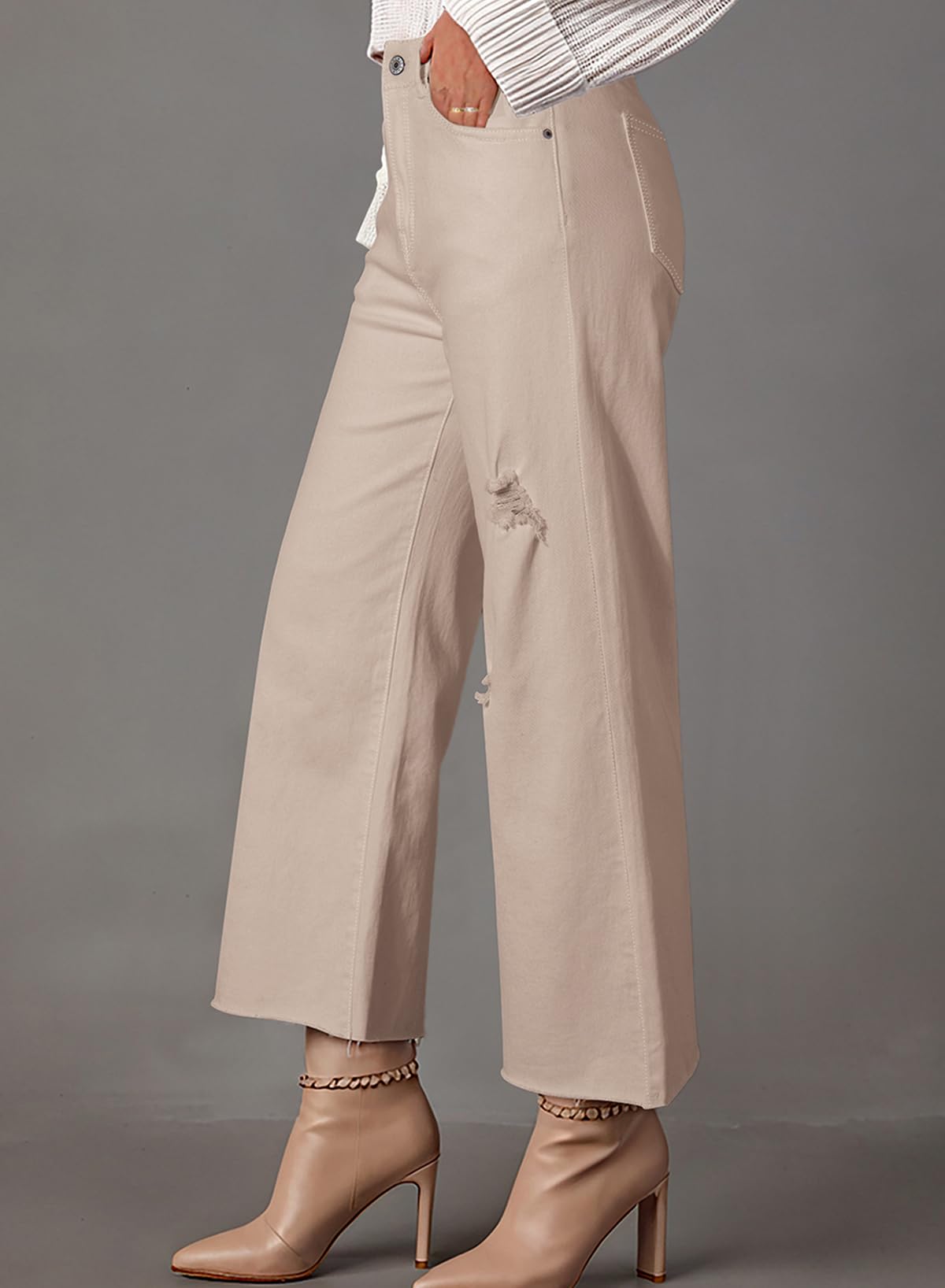 YIOIOIO Women's High Waist Baggy Jeans Denim Trouser Ankle Pants
