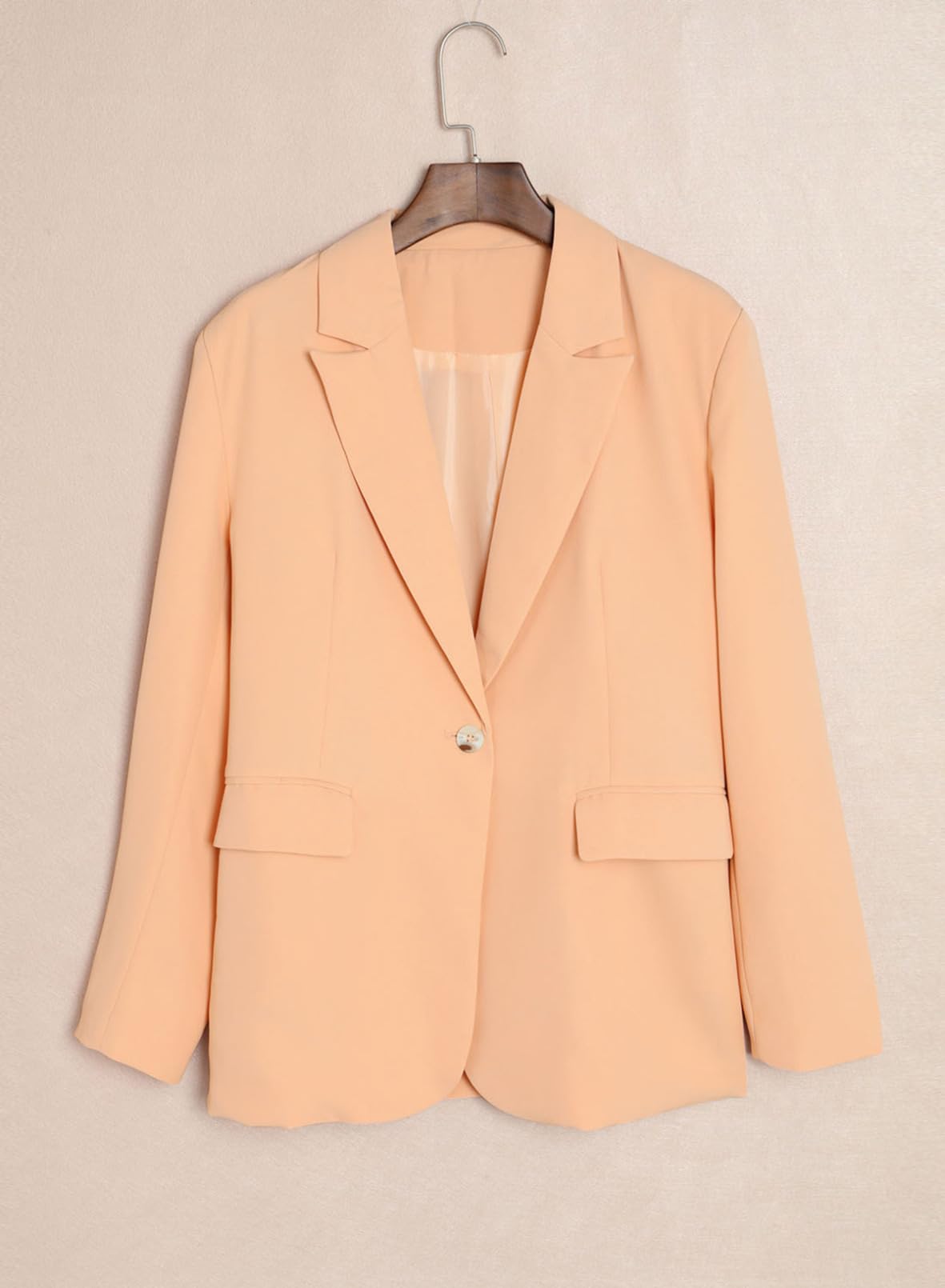 YIOIOIO Women's Fashion Blazer Lapel Collar Buttons Jackets Coat Orange
