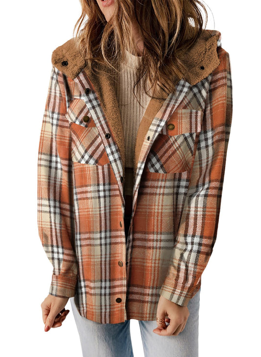 YIOIOIO Women's Fleece Jacket Long Sleeve Button Down Shacket Warm Coat