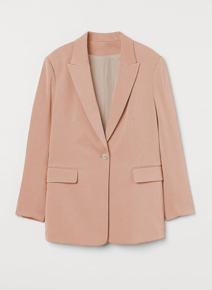 YIOIOIO Women's Fashion Blazer Lapel Collar Buttons Jackets Coat Pink