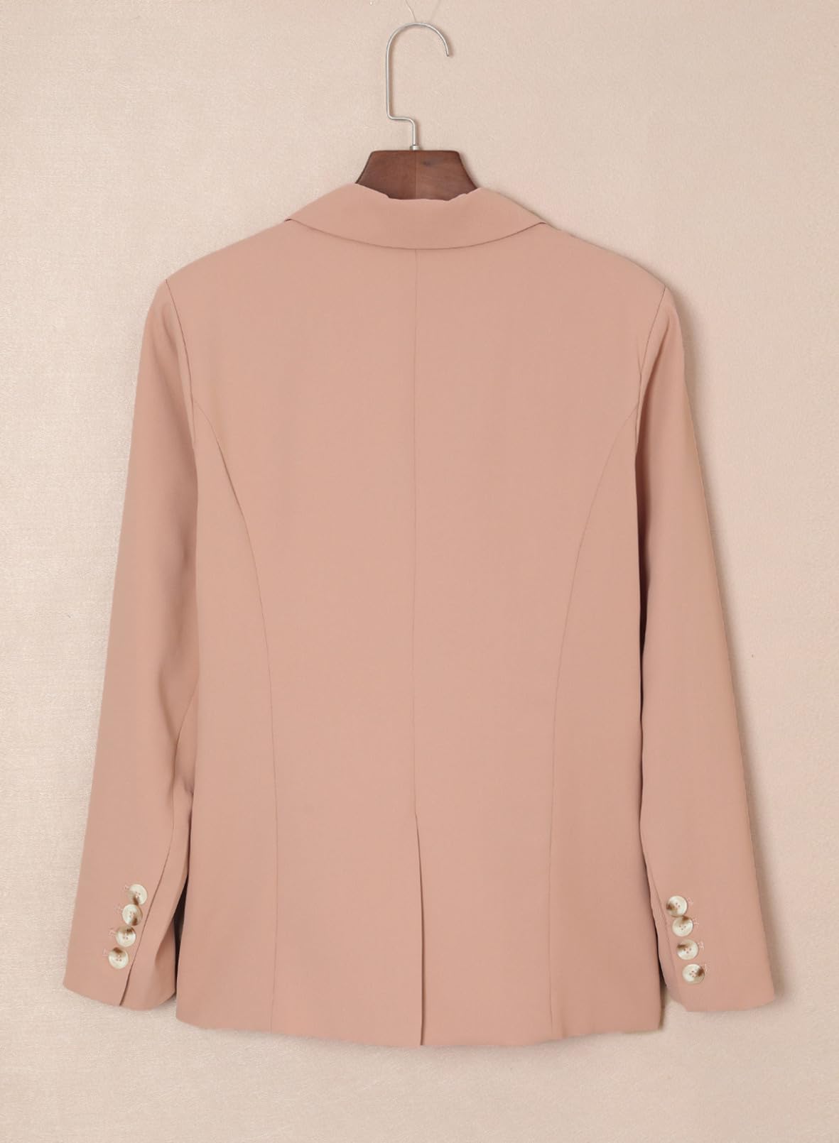 YIOIOIO Women's Fashion Blazer Lapel Collar Buttons Jackets Coat Pink