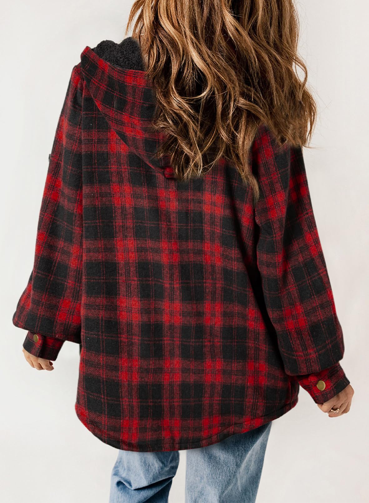 YIOIOIO Women's Fleece Jacket Long Sleeve Button Down Shacket Warm Coat
