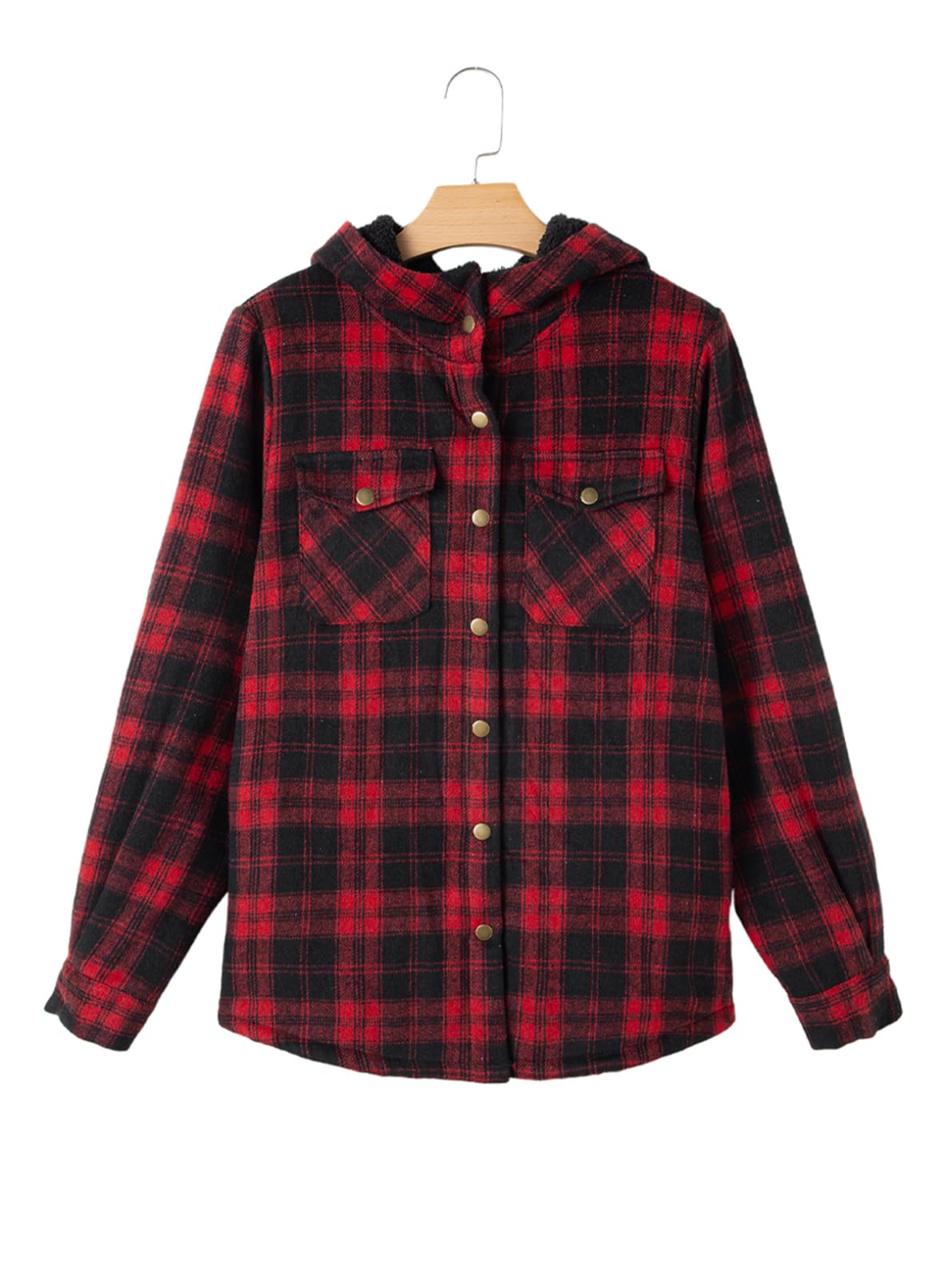 YIOIOIO Women's Fleece Jacket Long Sleeve Button Down Shacket Warm Coat